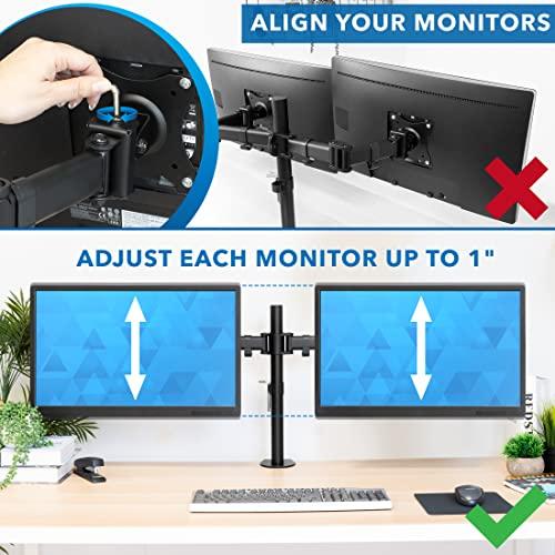 Mount-It! Mount-It! Dual Monitor Mount | Double Monitor Desk Stand Arm | Two Articulating Arms Fit 2 Screens 17 19 20 21 22 24 27 Inch Computer | VESA 75 100 Compatible Displays | C-Clamp Base