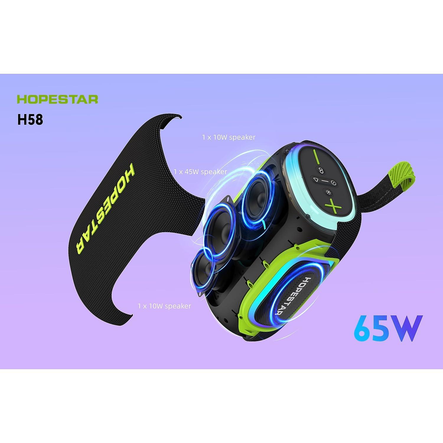 WorryFree Gadgets Portable Wireless Waterproof Bluetooth Speaker, 65W Output, 8000mAh Battery, RGB Lights, EQ Modes, 10M Range, TWS Connection, AUX/TF Card (Blue)