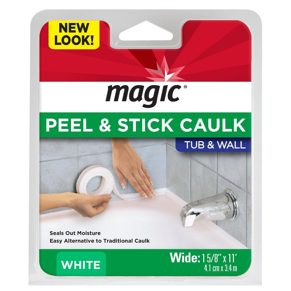 Magic American Magic Tub and Wall Peel and Caulk Strip - Create a Tight Seal Between the Bathtub and Wall to Keep Moisture Out - 1-5/8 Inch by 11 Feet - White