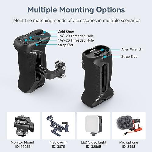 SMALLRIG SmallRig Aluminum Side Handle for Camera Cages, Universal Ergonomic Side Handgrip with Bulit-in 1/4\"-20 Locating Hole, Strap Hole, Cold Shoe, 36mm Up/Down Adjustable - 4015