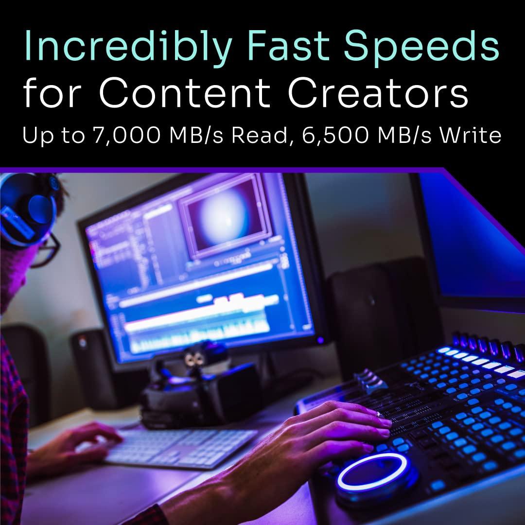 Solidigm Solidigm P44 Pro Series 2TB PCIe GEN 4 NVMe 4.0 x4 M.2 2280 3D NAND Internal Solid State Drive, Read/Write Speed up to 7000MB/s and 6500MB/s, SSDPFKKW020X7X1