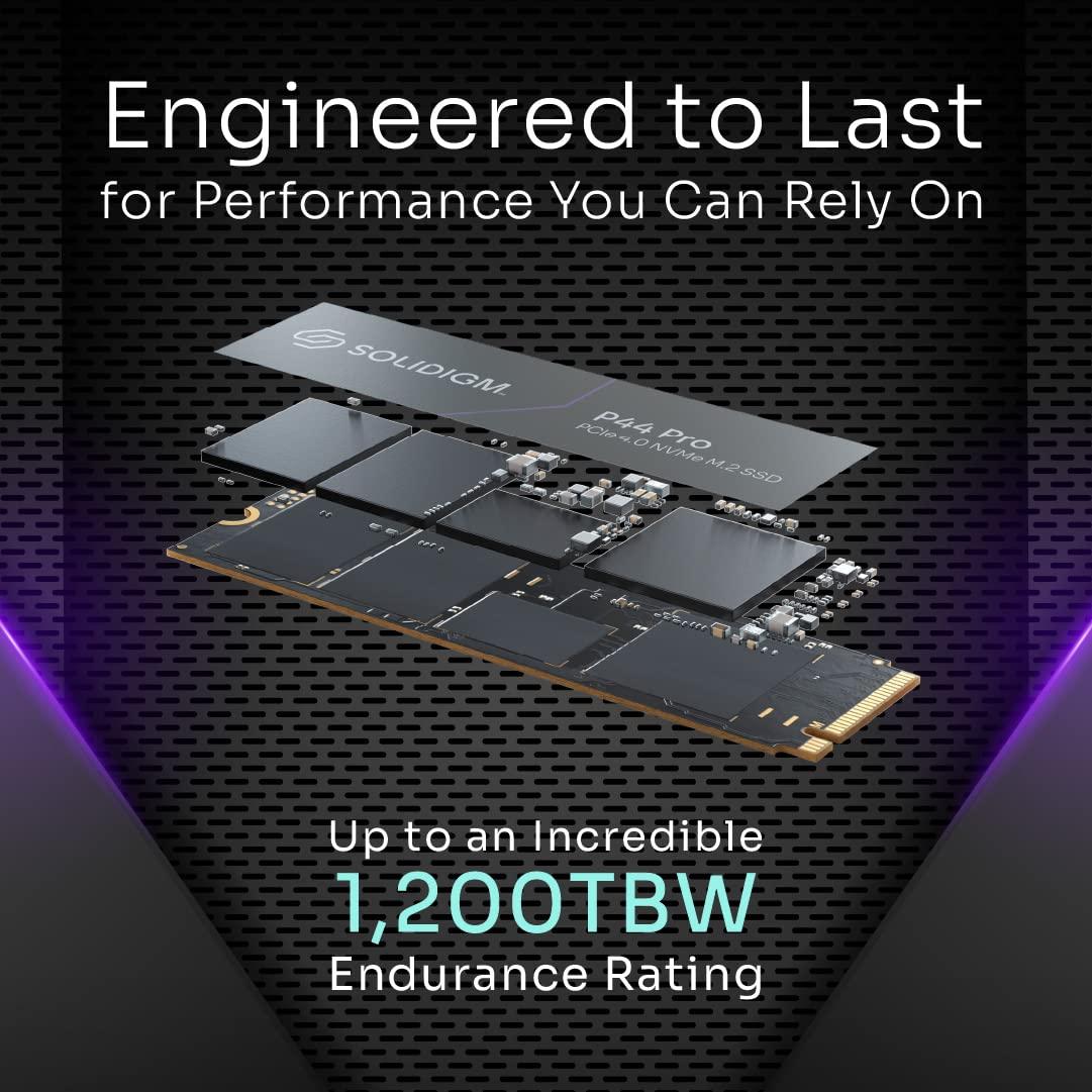 Solidigm Solidigm P44 Pro Series 2TB PCIe GEN 4 NVMe 4.0 x4 M.2 2280 3D NAND Internal Solid State Drive, Read/Write Speed up to 7000MB/s and 6500MB/s, SSDPFKKW020X7X1