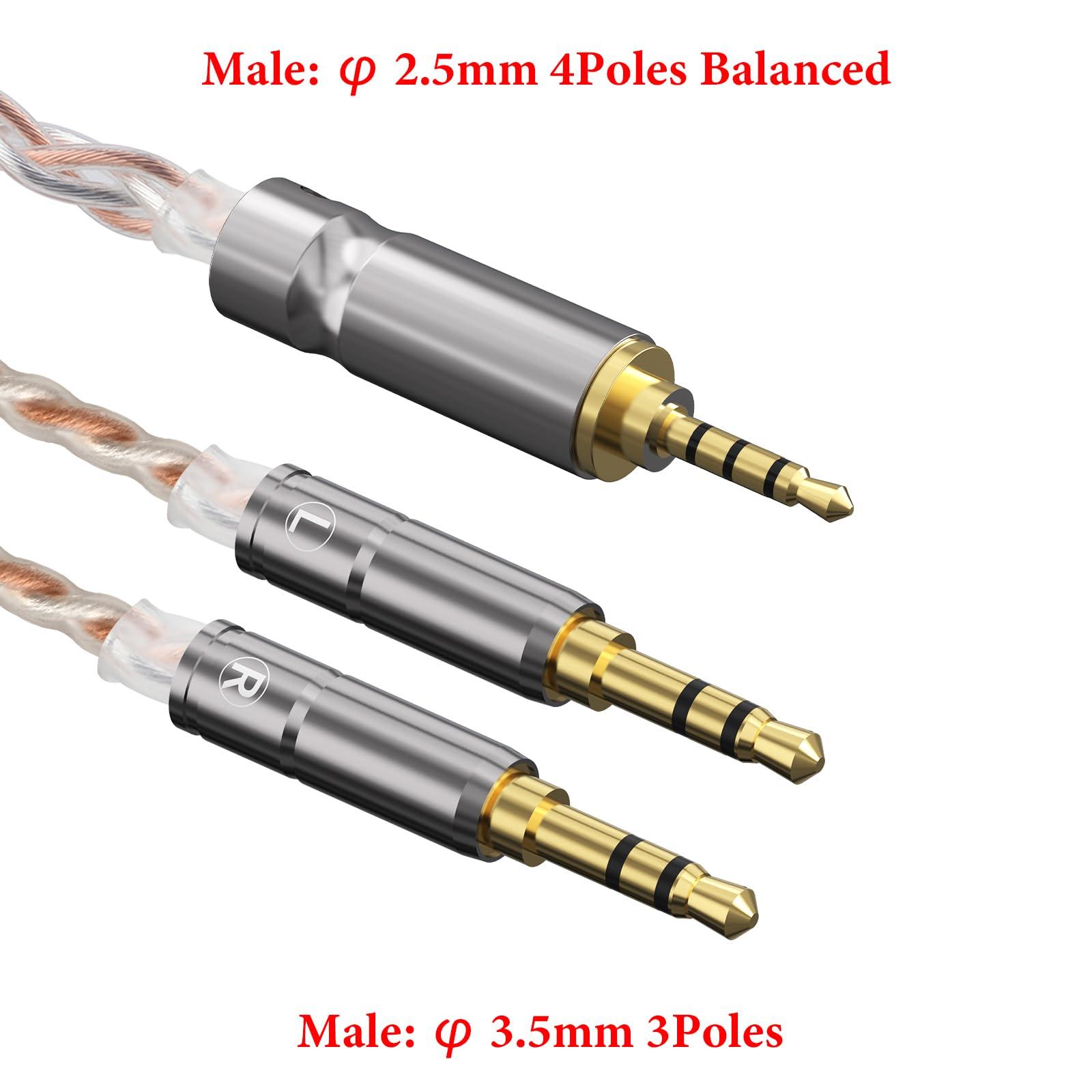 GEEKRIA GEEKRIA 2.5mm Balanced Cable Compatible with HIFIMAN SUSVARA Unveiled, SUNDARA, HE4XX, 400i, HE1000V2, Denon AH-D600, AH-D7200, 5N OCC Braided Silver Plated Audio Cord (2.5mm to Dual 3.5mm/4.9ft)
