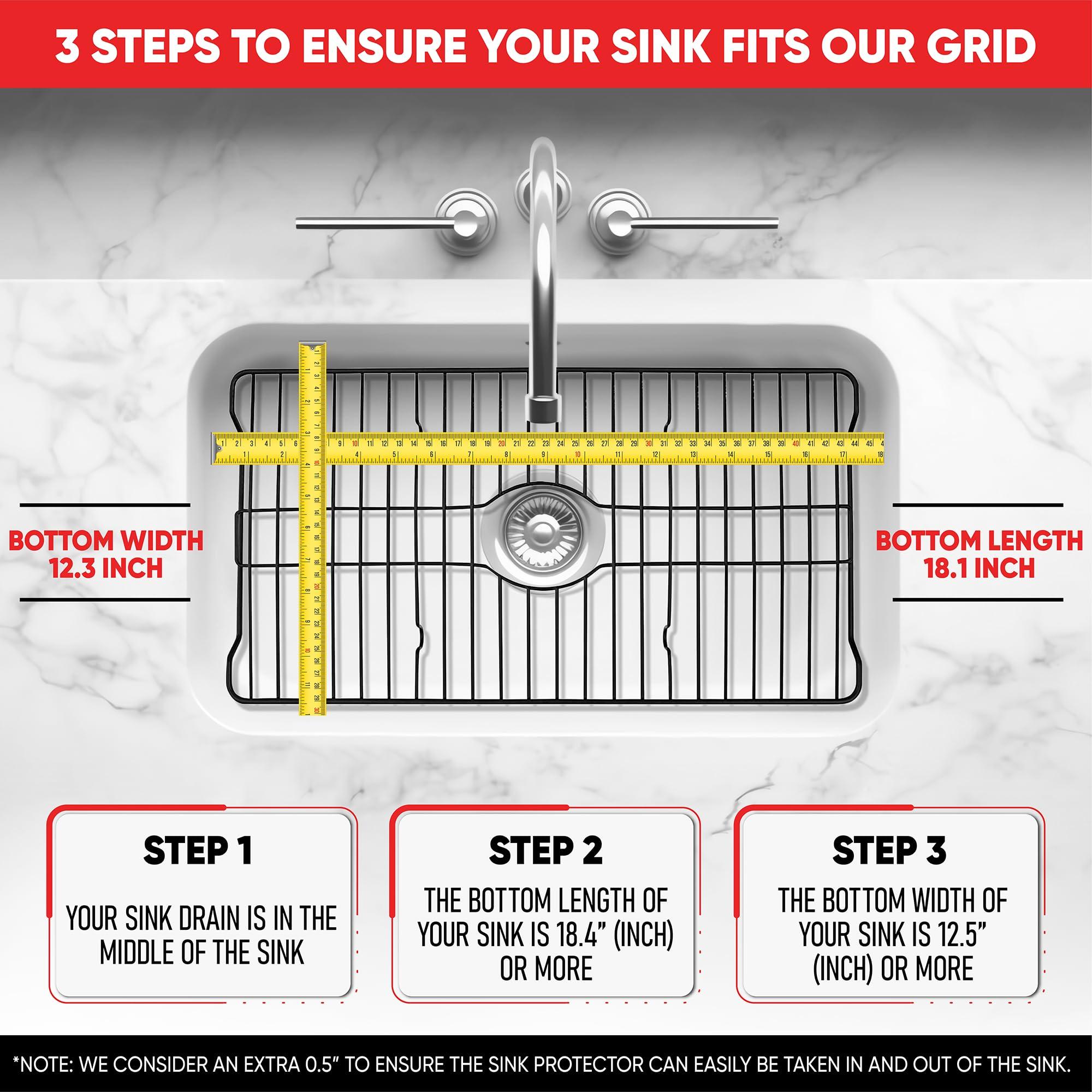 Better Houseware Better Houseware Sink Protector Prevents Scratches Sink Rack for Bottom of Sink Black Sink Mat Sink Protectors for Kitchen Sink Metal 18.1 x 12.3 x 1