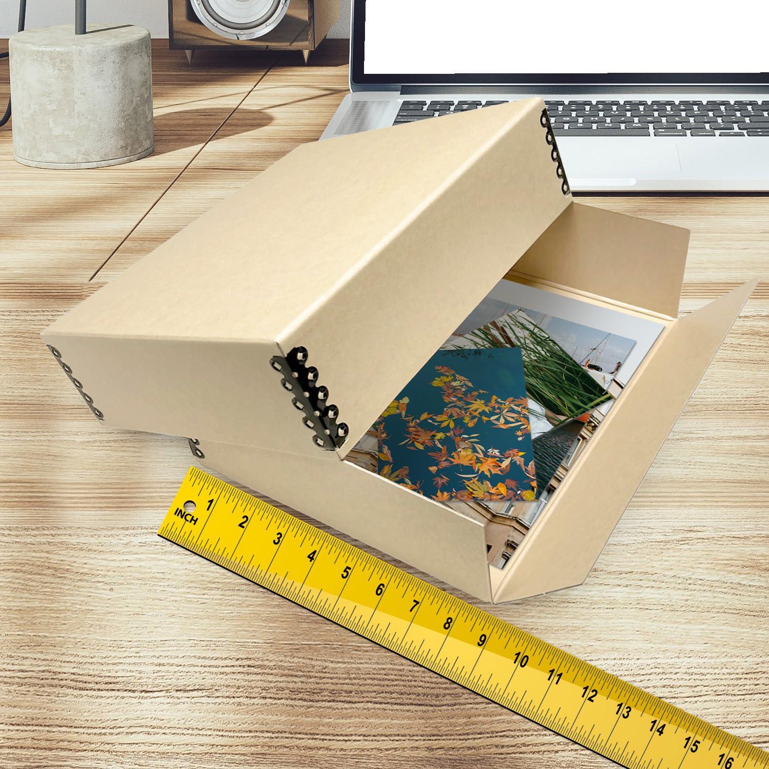 Golden State Art Golden State Art, Archival Storage Box, Acid-Free Drop Front Museum Box with Metal Edge for Storing Artwork Photos Documents Prints Arts and Crafts (Tan-8.75x10.75x3 Inches) Pack of 2