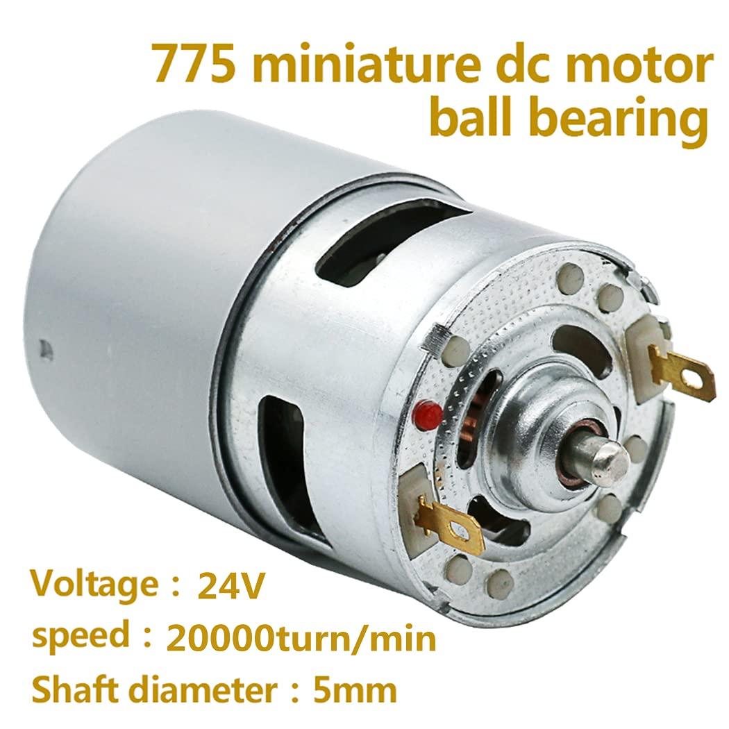 Pulyyds 775 DC Motor DC 24V Max 20000RPM Ball Bearing Large Torque High Power Low Noise Gear Motor Electronic Component Motorwith Bracket