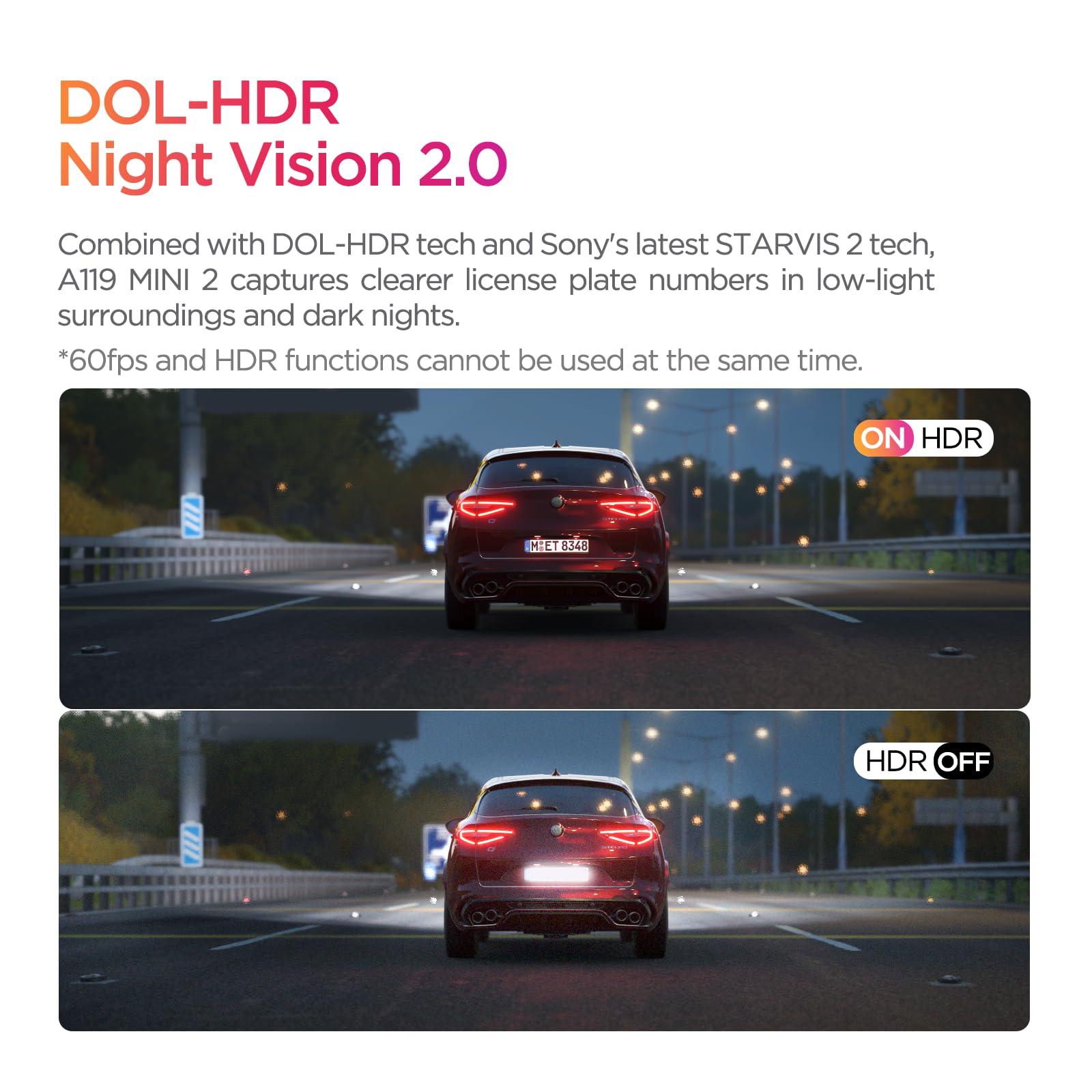 VIOFO Bundle: A119 Mini 2+Remote Control VIOFO Dash Cam A119 Mini 2, STARVIS 2 Sensor, 2K 60fps/HDR 30fps Voice Control Car Dash Camera with 5GHz Wi-Fi GPS, Night Vision 2.0, 24H Parking Mode