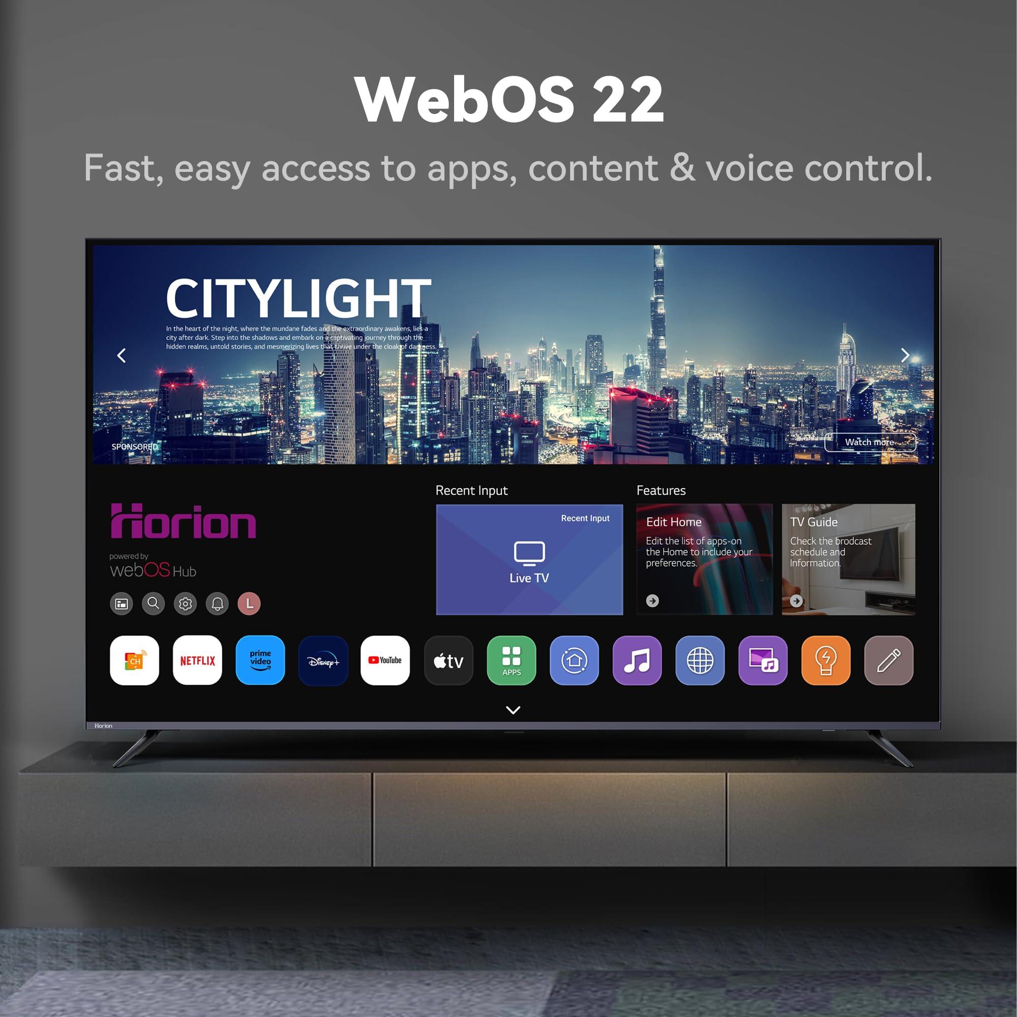 Horion Horion 65-inch Smart TV (65P6D,2025) - 4K UHD LED TV P6D Series with WebOS 22, Ultra Slim Television with Mega Contrast, HDR10, MEMC, Dolby Atmos - Streaming Live TV, Bluetooth, Hdmi, WiFi