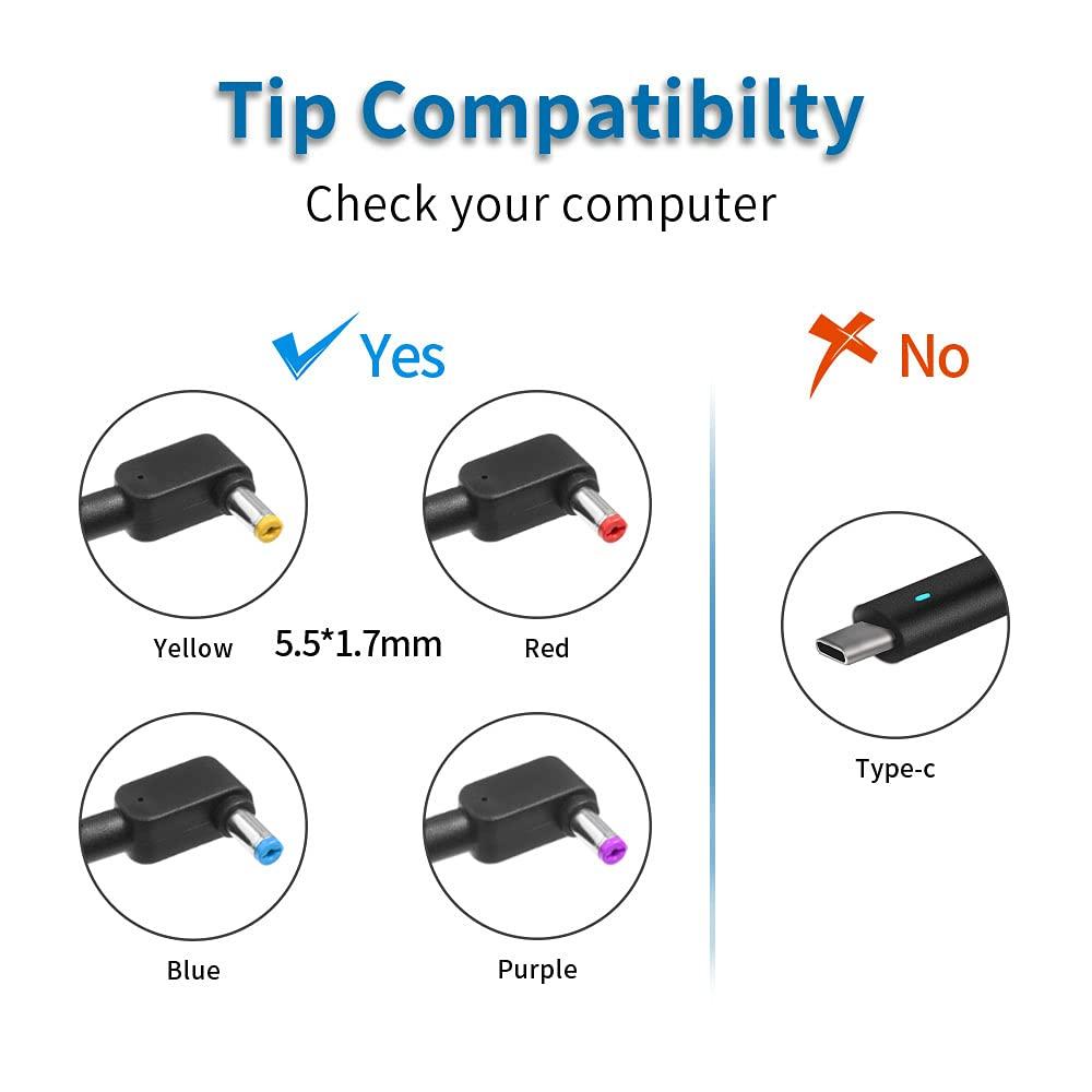 HSXIRQA 135W AC Charger Fit for Acer Aspire V 15/ V 17/ VX 15/ V Nitro Series Gaming Laptop N17C2 N17C1 N15Q12 N16C7 Aspire 5 Pro A517-51GP Aspire V5-591 Computer Power Supply Cord ADP-135KB T