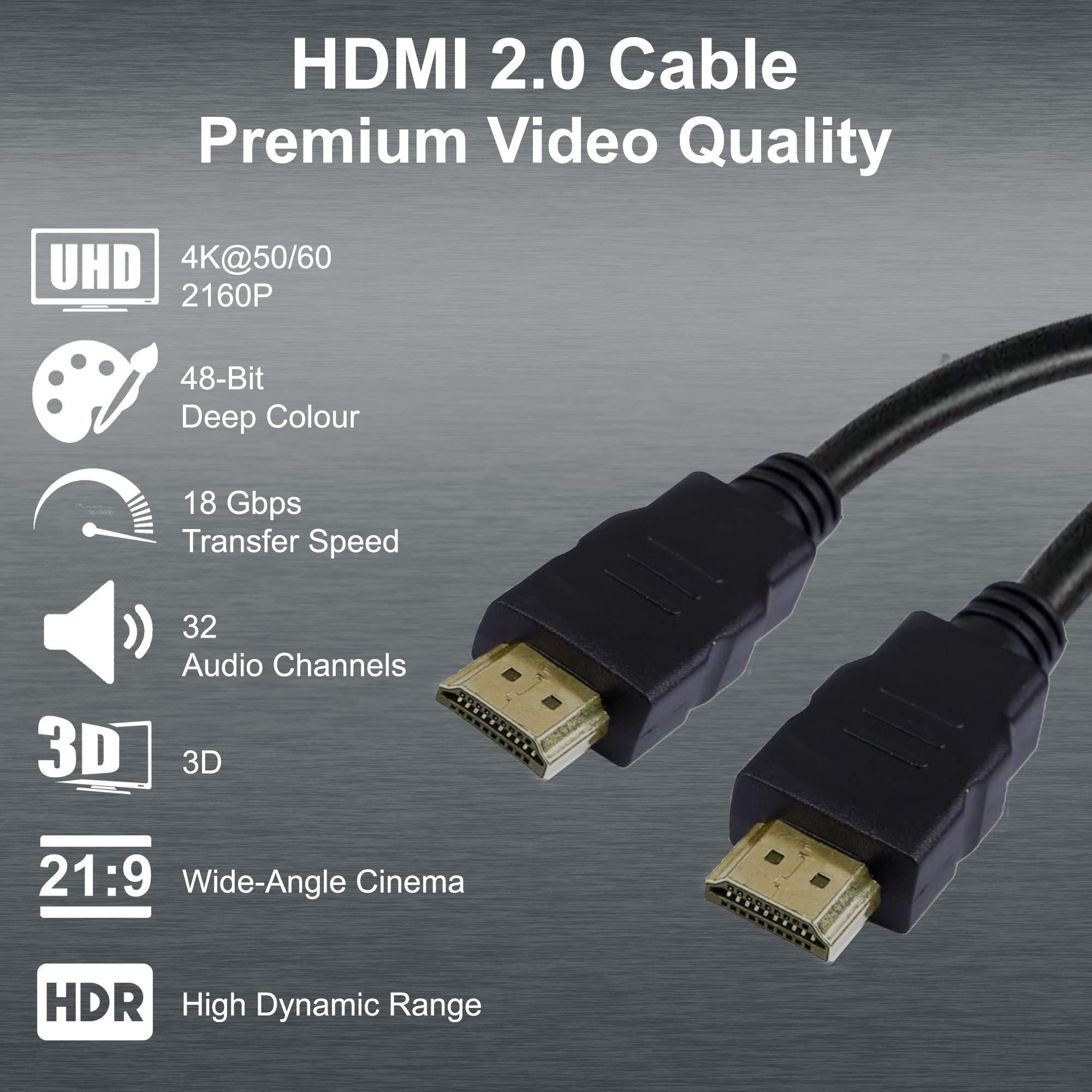 Works by BaseAV Hi-Speed 4K HDMI Cable Compatible with Your TCL 10L Certified for 2.0, 18Gbps, UHD, 2160p + More (10 Feet)