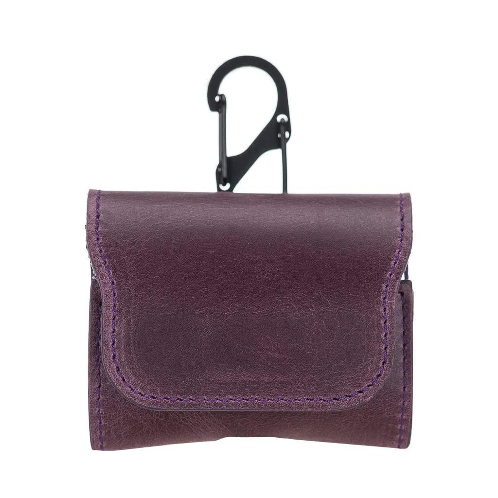 HARDISTON HARDISTON Genuine Leather Handmade Apple AirPods Pro - Soft Case with Keychain Clip - Support Wireless Chargers - Compatible with AirPods Pro (Purple)