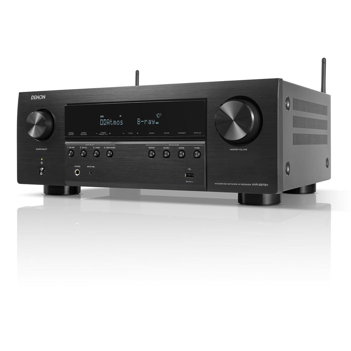 Denon Denon AVRS970H 7.2 Channel AV Receiver with DTS Virtual:X and Dolby Atmos with 5 Year Amber Protection Plan (2022)