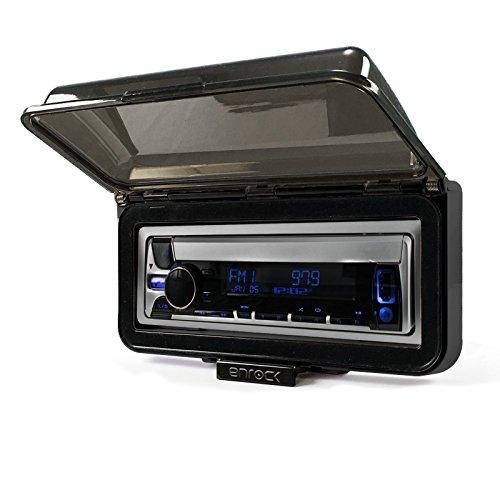 Enrock Marine Single DIN Marine Boat Yacht Outdoor In Dash Bluetooth CD Player USB AM/FM Radio Stereo Receiver Bundle Combo With Splashproof Radio Cover, Marine Radio Antenna - Complete Marine Kit (CD Player)