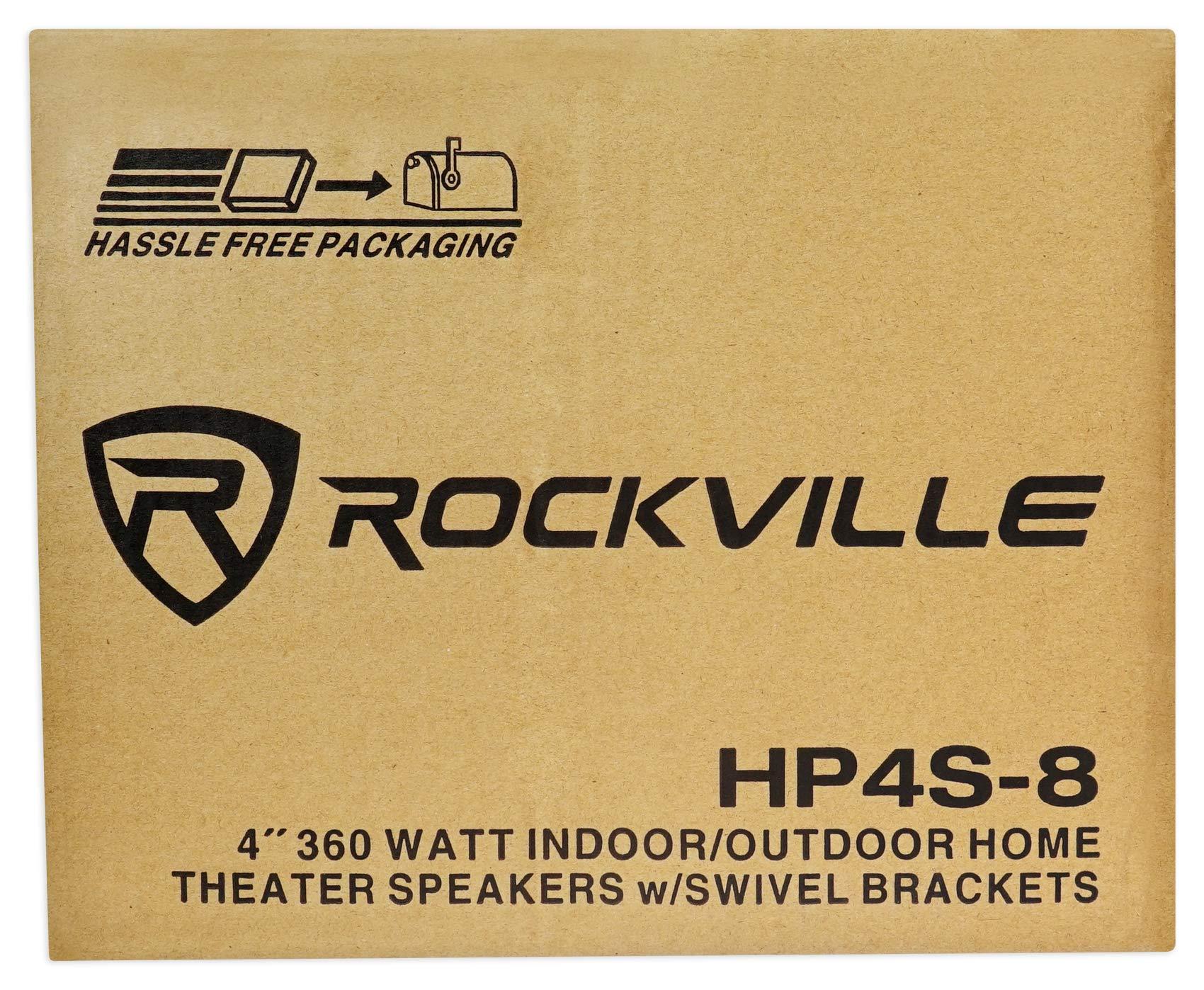 Rockville Rockville (4) HP4S-8 4\" Outdoor/Indoor Home Theater Speakers w/Swivel Bracket