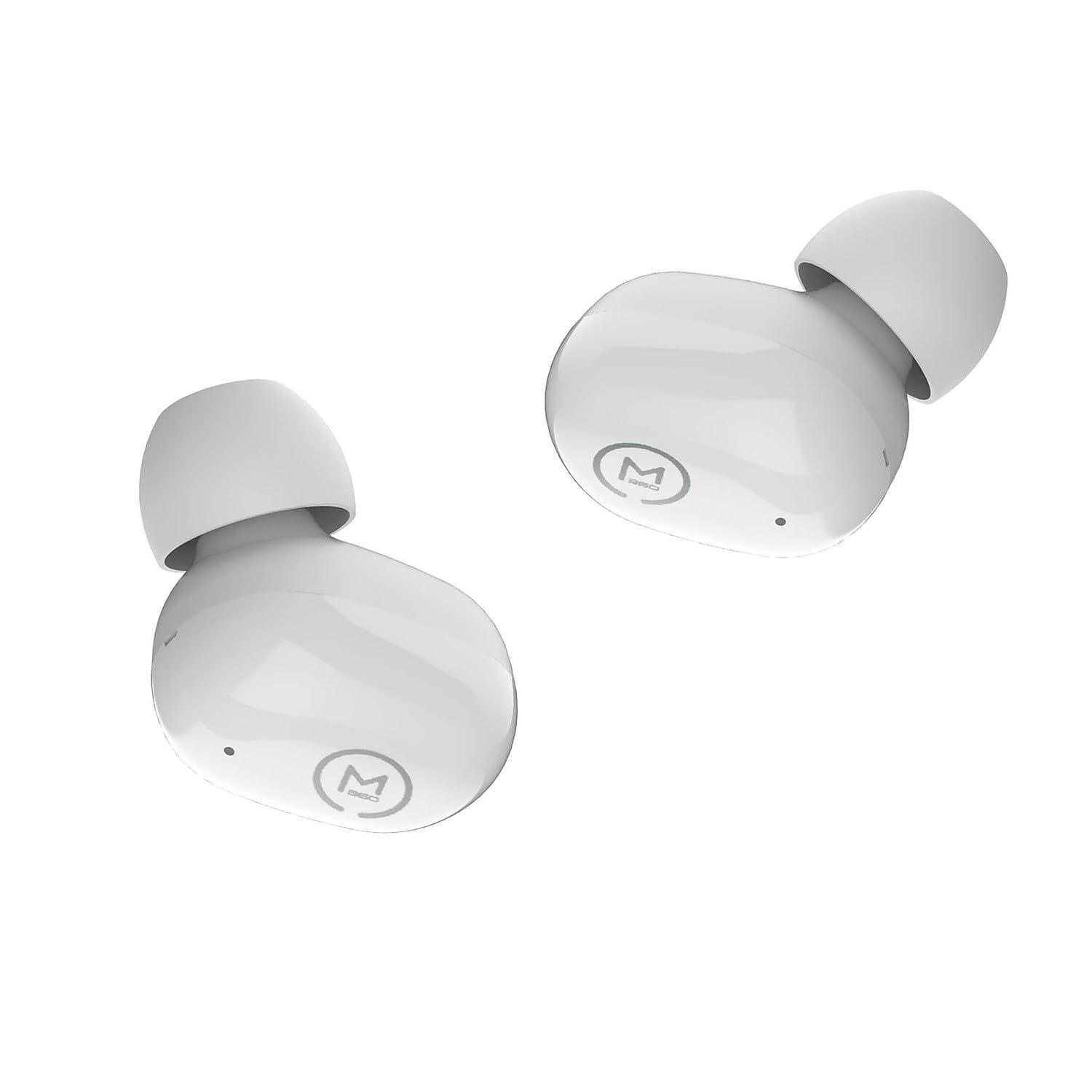 Morpheus 360 Morpheus 360 Spire True Wireless Earbuds, Wireless Microphone, Bluetooth 5.2 Wireless Ear Buds, One Touch Media Control, Waterproof Earbuds, with Recharging Earbud Case - White