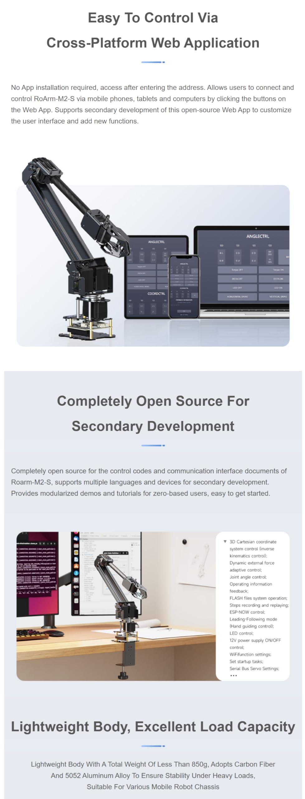 TUOPUONE High-Torque Serial Bus Servo Desktop Robotic Arm Kit Based On ESP32 4-DOF Supports Flexible Expansion and Secondary Development