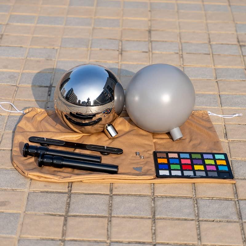 Maoping VFX HDRI Chrome Ball + Grey Ball Stainless Steel Hollow Sphere Photographic Props Set (20 cm)