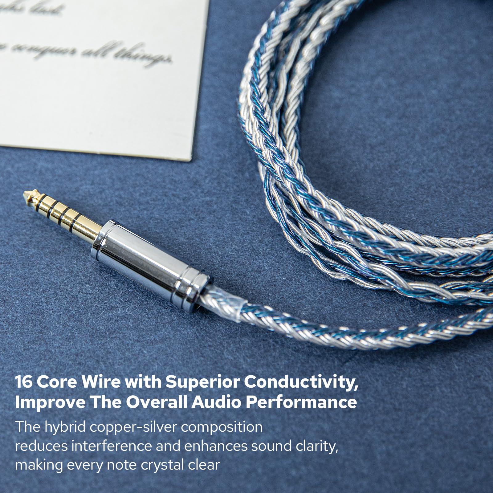 Linsoul Linsoul Tripowin C-01 IEM Cable, 16 Core Hybrid Copper-Silver Earphone Cable, OFC and Silver-Plated Copper HiFi Replacement Cable for Wired Earbuds (2Pin, 3.5mm)