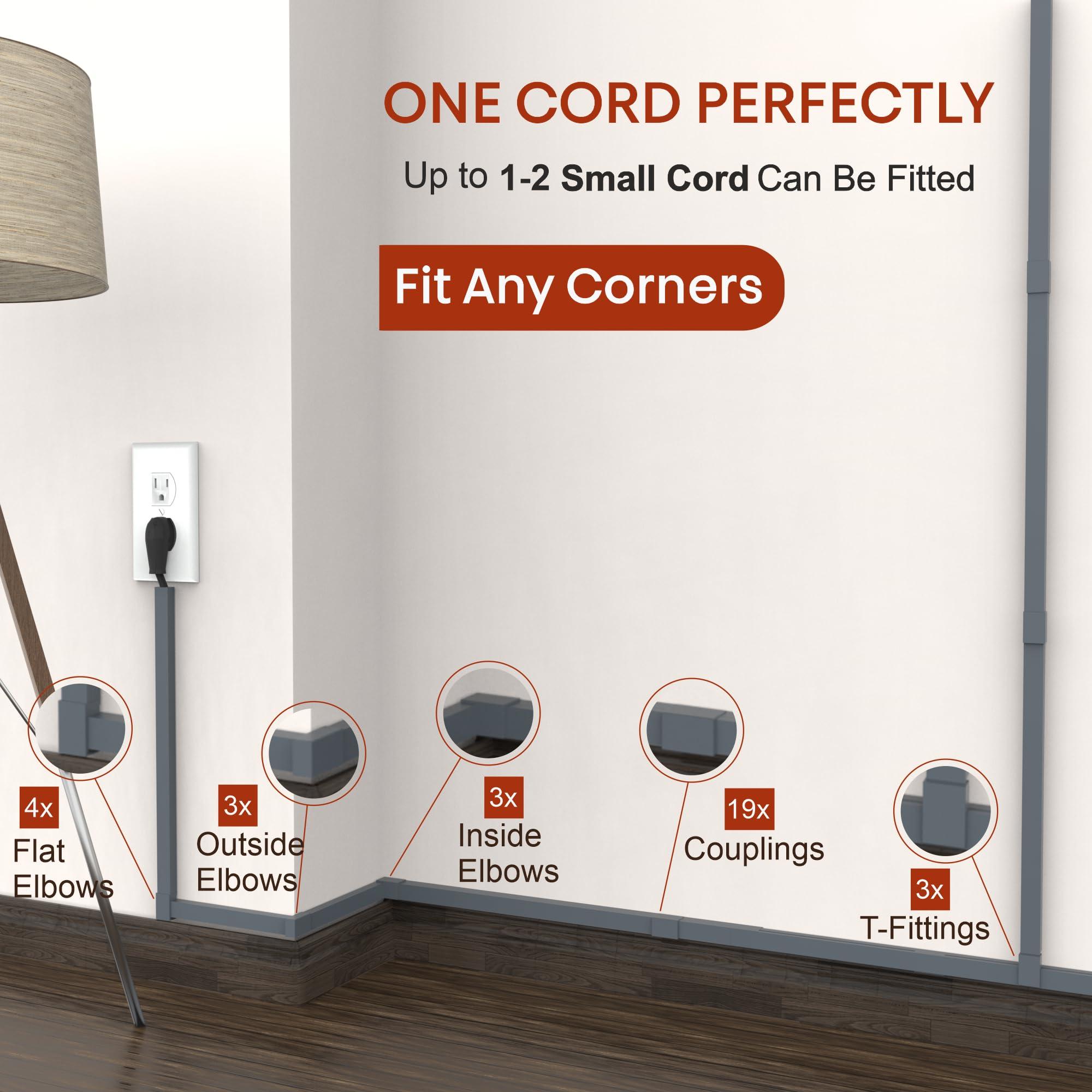 EVZA Ethernet Cable Cover Cord Hider - 315in One-Cord Covers for Wires on Wall, Hide Wires Along Wall, Baby Proof Cable Raceway, Electrical Cord Management, Wire Conduit, Hide Extension Cord, Wire Molding