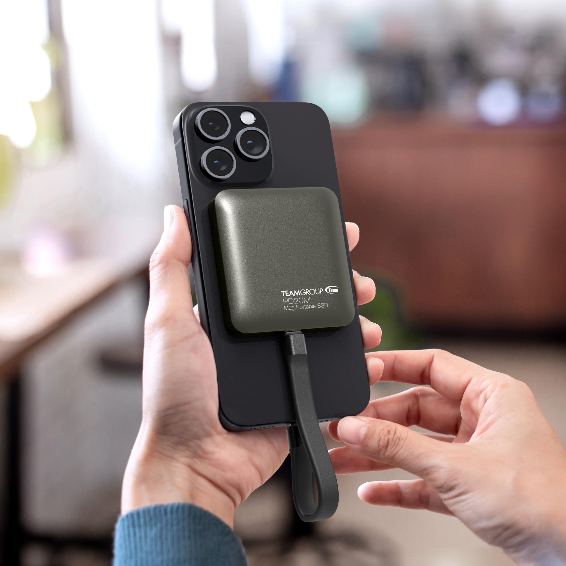 TEAMGROUP TEAMGROUP PD20M 2TB Magnetic External SSD Read up to 2000MB/s USB 3.2 Gen 2x2 Type-C 4K ProRes HDR Record iPhone 15&16 Pro Max,iPad TPSEG2002T0C108