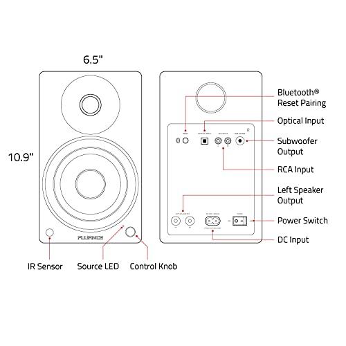 Fluance Fluance Ai41 Powered 2-Way 2.0 Stereo Bookshelf Speakers with Speaker Stands 5" Drivers 90W Amplifier for Turntable Bluetooth 5 Wireless Music Streaming with RCA Optical Subwoofer Out (Natural Walnut)