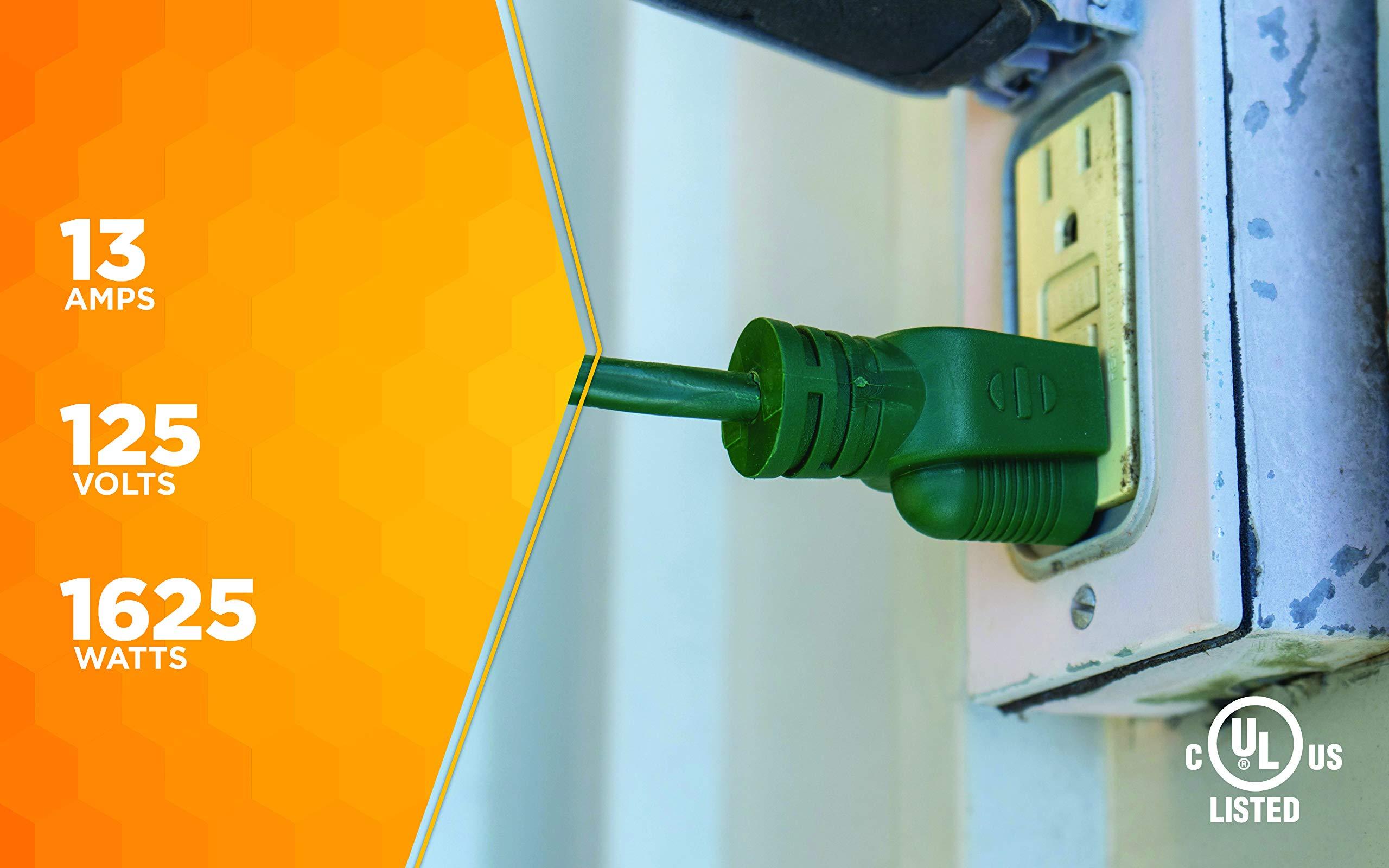 Coleman Cable Woods Light Duty Outdoor Extension Cord, 40ft, 16 Gauge, 3 Conductor, Landscape Extension Cord, SJTW, Green, 23568805