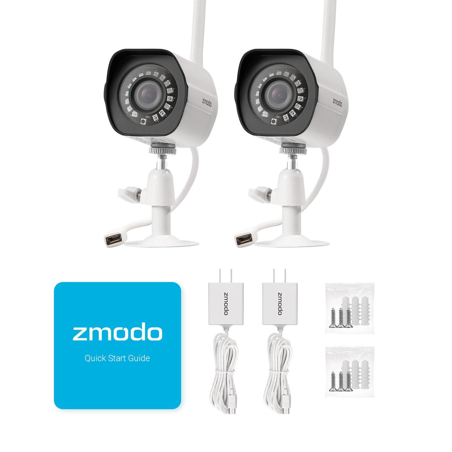 Zmodo Zmodo Outdoor Security Camera Wireless (2 Pack), 1080p Full HD Home Security Camera System, Works with Alexa and Google Assistant, Silver (ZM-W0002-2)