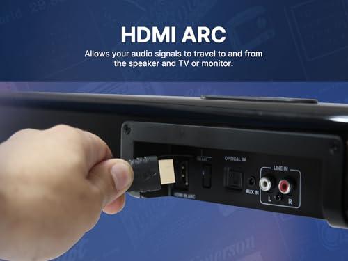 Emerson Emerson EHS-2003 42-Inch Bluetooth Soundbar with HMDI ARC, Wireless NFC Connectivity, 2.0 Channel Audio, USB/AUX Inputs, FM Radio, Wall Mountable Design, and Remote Control
