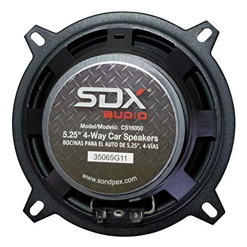 SONDPEX SONDPEX SDX Audio 5.25\" 4-Way Car Speaker (Pair) - Upgraded Premium Car Speaker Set, Coaxial Speakers, Car Speakers System, Car Stereo Speakers, Component Speakers, Car Audio Speakers, Tweeter