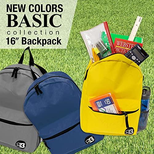 BAZIC Products BAZIC School Backpack 16\" Navy Blue, Lightweight School Bag Padded Back & Adjustable Strap for Students, Travel Bag Fit A4 Notebook, 1-Pack