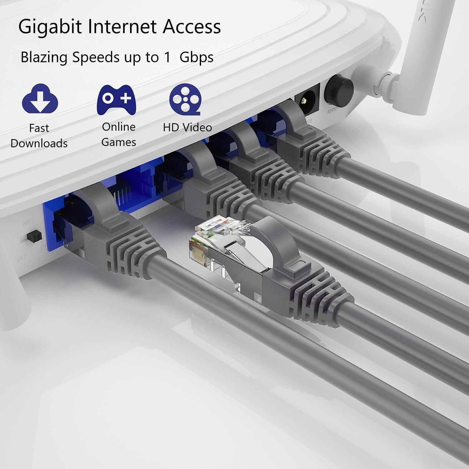 QualGear QualGear QG-CAT6R-CCA-300FT-GRY CAT 6 High Speed Internet and Ethernet Cable for Home and Office Use - 24 AWG, Up to 1 Gbps, 250MHz, Gold Plated Contacts, RJ45, CCA, Gray - 300ft