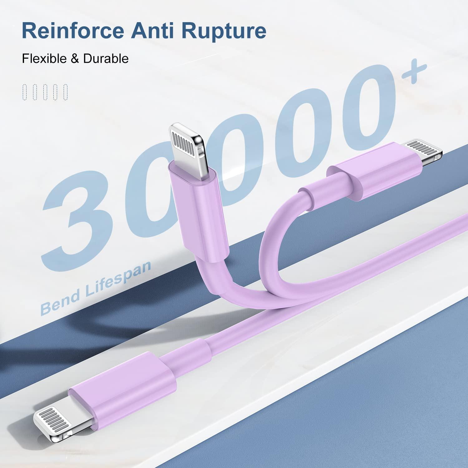 OOOUSE 6ft iPhone Charger USB C Lightning Cable,Usbc to Lightning Fast Charging Cord for iPhone 13 12 Charger Cable 6 ftApple MFi Certified,Long Type C Wire for Apple iPhone 13 12 Pro Max 11 X XS Purple