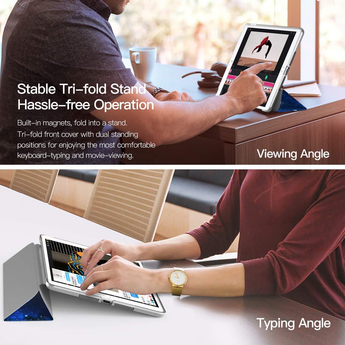 TiMOVO TiMOVO for iPad 10.2 Case iPad 9th Generation 2021/ iPad 8th Generation 2020/ iPad 7th Generation 2019 Case,Slim Translucent Hard PC Protective Smart Cover with Stand for iPad 10.2 Inch, Blue Sky Star