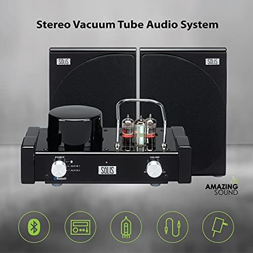 SOLIS SOLIS SO-8000 Stereo Bluetooth Audiophile Vacuum Tube Audio System Amplifier with VU Meter and Aux-in