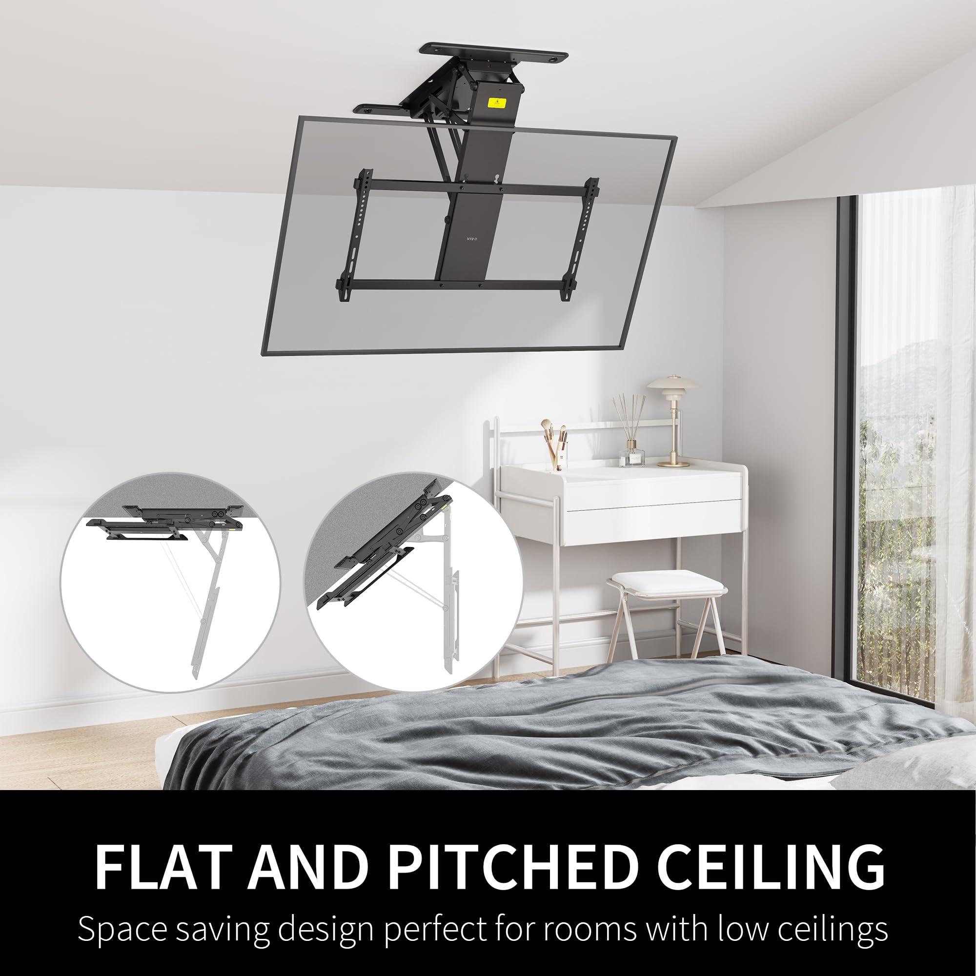 VIVO VIVO Electric TV Ceiling Mount for 40 to 85 inch Screens, Large Flip-Down Motorized Pitched Roof VESA Mount, Master Pack, Black, MOUNT-E-FD85
