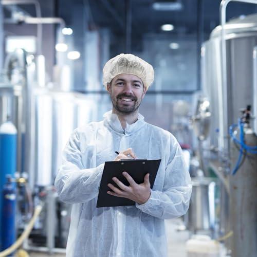 ABC PACK & SUPPLY ABC PACK & SUPPLY White Bouffant Caps 21 Inch. Pack of 100 Non Woven Hair Caps with Elastic Band. Breathable Disposable Polypropylene Hats. Unisex Protective Hair Covers for Food Service