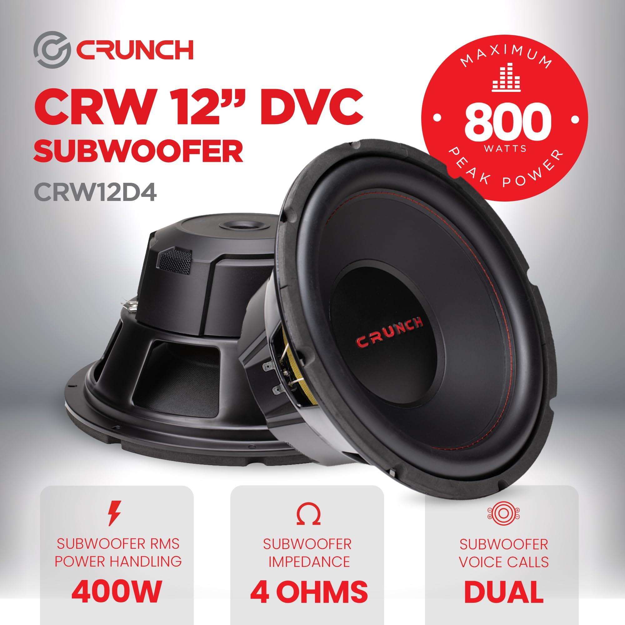 Crunch Crunch CRW12D4 CRW Series 12-Inch 800-Watt Dual-Voice-Coil Dual-4-Ohm Subwoofer