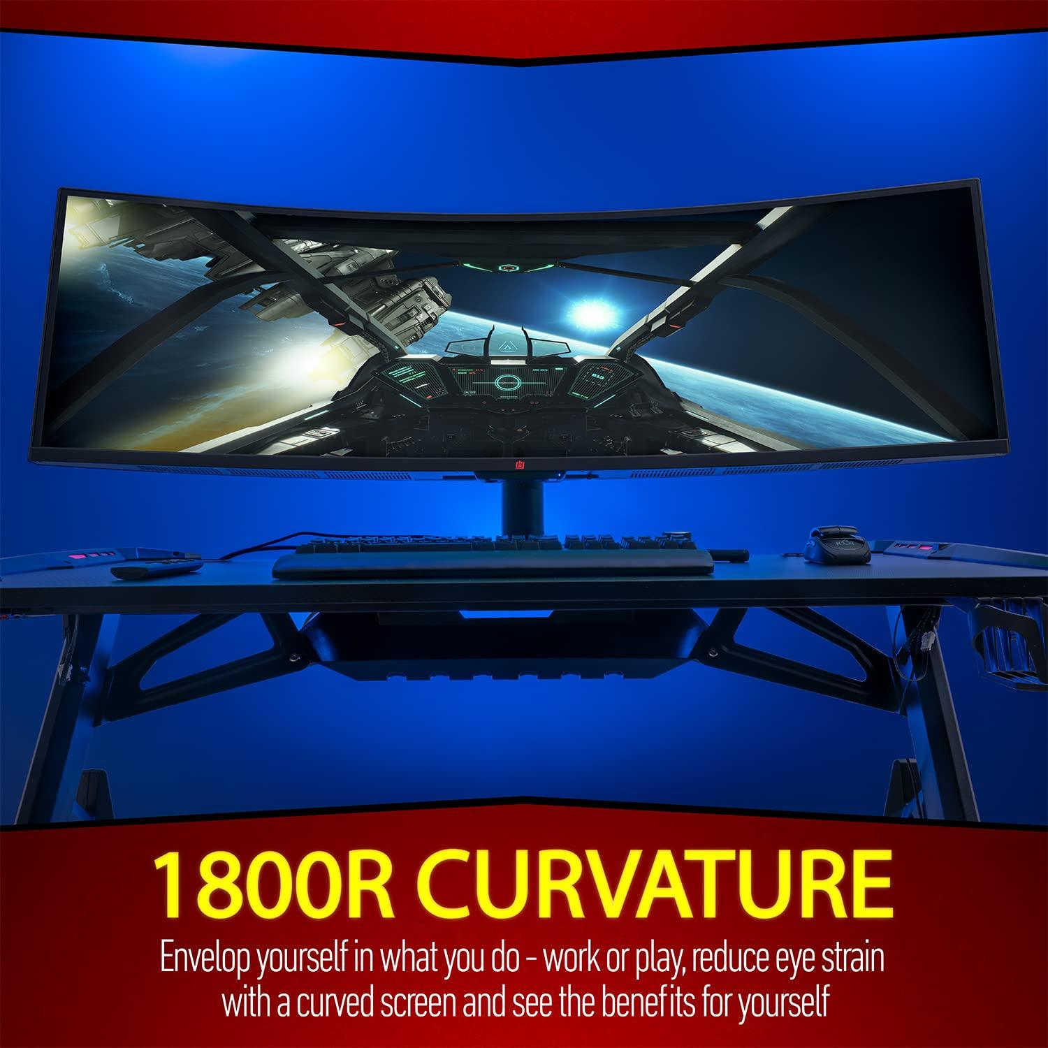 Deco Gear Deco Gear 49\" Curved Ultrawide 5K Gaming Monitor, 32:9, 120 Hz, 101% NTSC 100% sRGB, Adjustable, Home Office and Entertainment Workstation