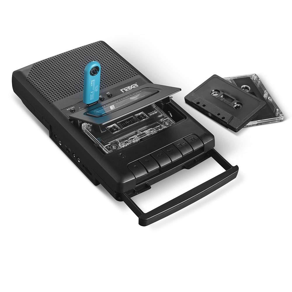 Shipment Supplies Tape Cassette to Digital Mp3 Converter and Player - Black, Store Mp3's on USB Flash Drive, 3.5mm Headphone Jack and Built in Microphone for Custom Recording, AC Adapter Included