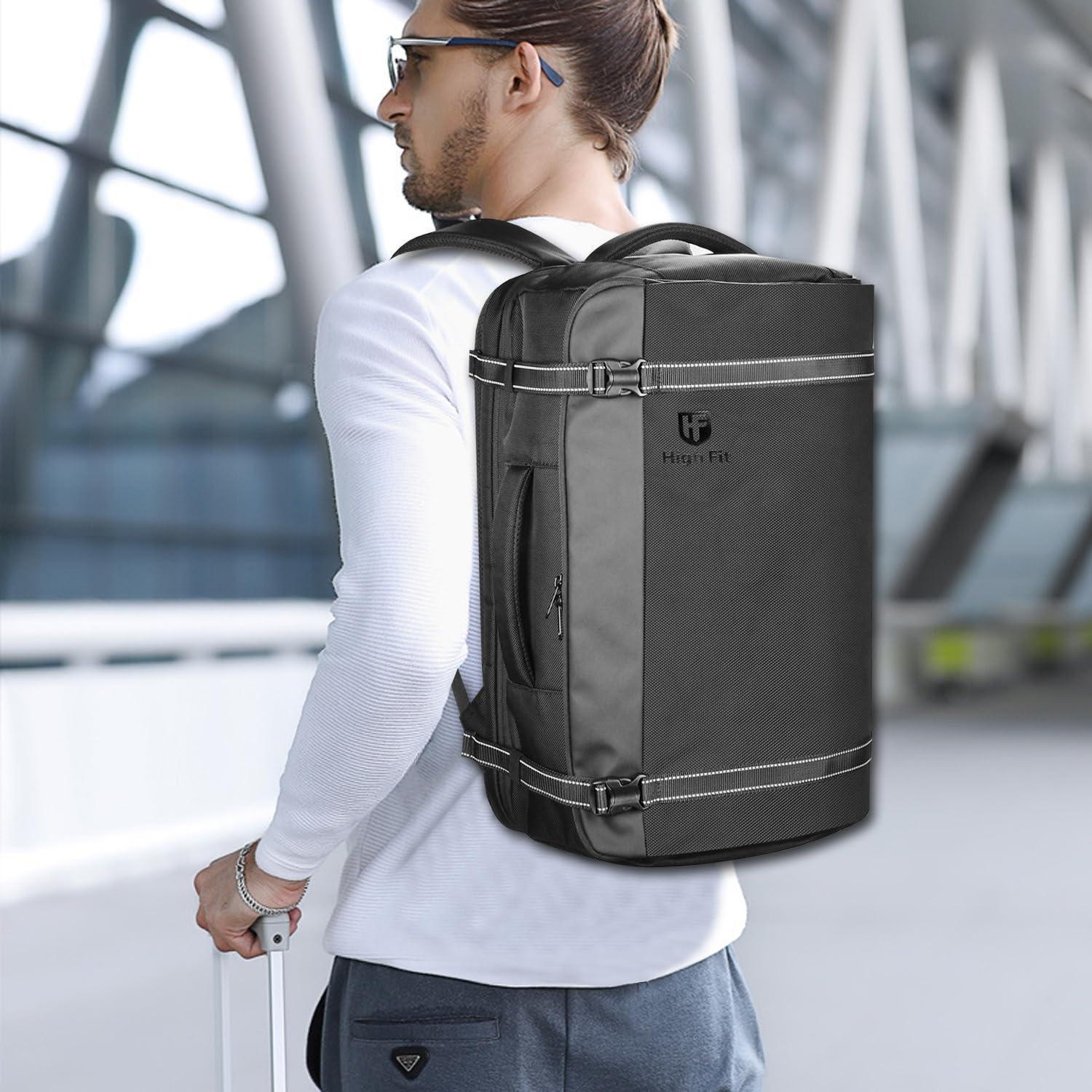 HIGH FIT HIGH FIT Travel Backpack 40L, TSA Friendly Airline Flight Approved Carry On Laptop Backpacks Lightweight Business Knapsack,Large Capacity Rucksack,Weekender Bag Daypack,Fits 17.3 Inch Laptop