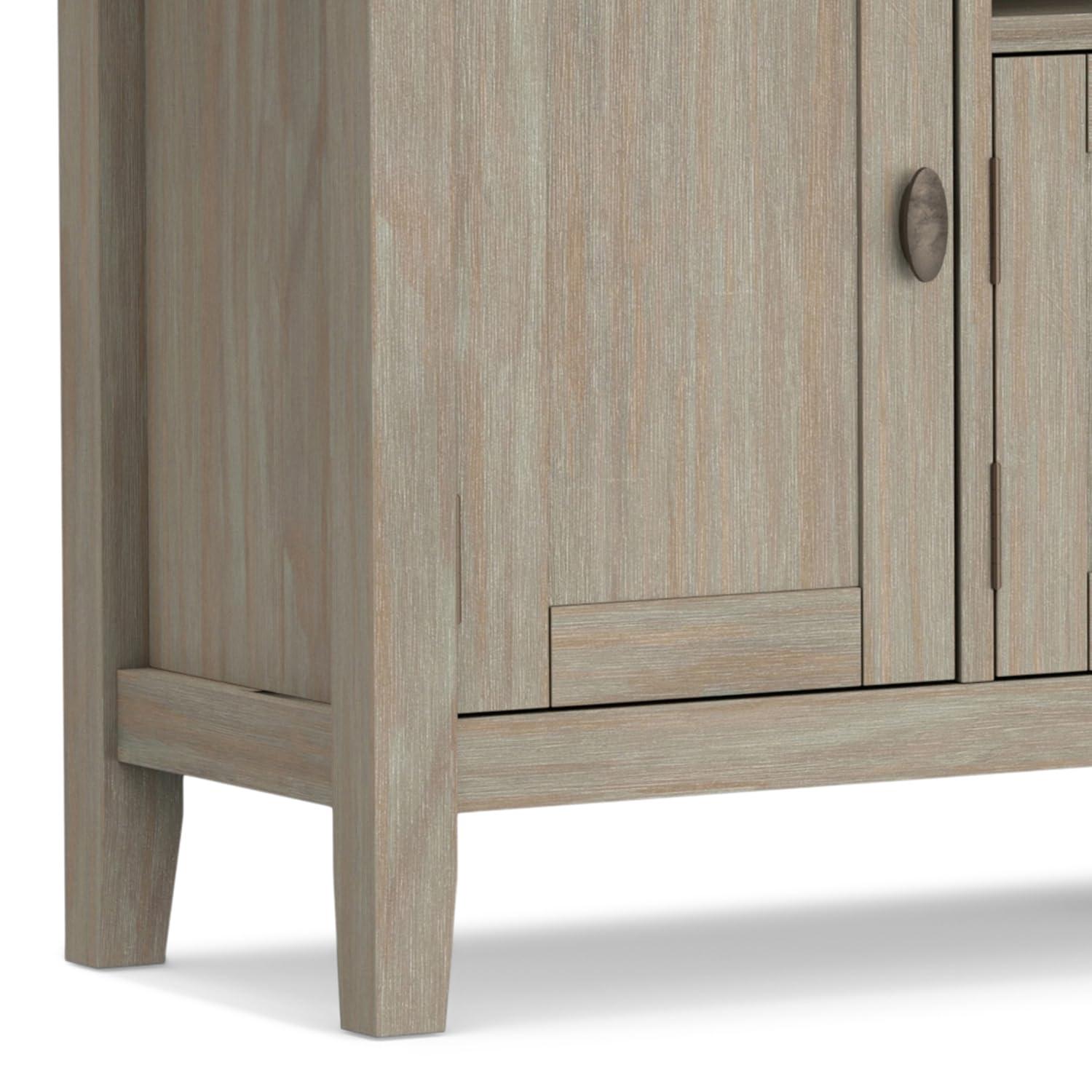 SIMPLIHOME SIMPLIHOME Redmond SOLID WOOD Universal TV Media Stand, 72 inch Wide, Transitional, Living Room Entertainment Center with Storage, for Flat Screen TVs up to 80 inches in Distressed Grey