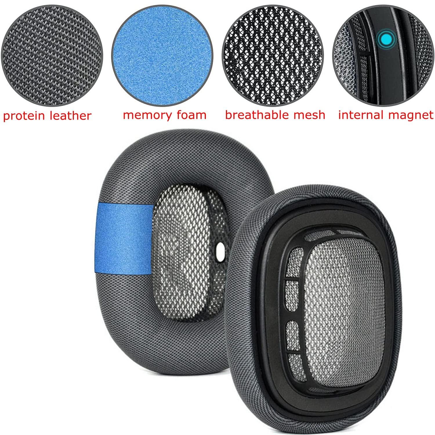WJIAW ear cushions for appple AirPods Max replacement leather earpads sweat proof ear cups cushion replace for airpod max headphone with protein leather memory foam and magnet (blue)