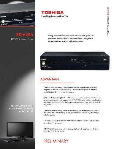 Toshiba Toshiba SD-V296 DVD Player/VCR Combo, Progressive Scan Dolby Digital Remote Control, Black