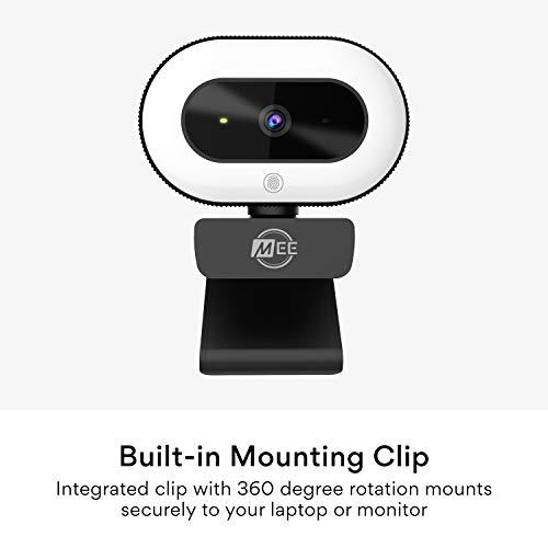 MEE audio MEE audio CL8A 1080p HD Webcam with Ring Light, Microphone, Autofocus, Low Light Correction, 360° Rotation; USB Streaming Web Camera for Video Calling via Zoom/Skype on Computer PC Mac Laptop Desktop