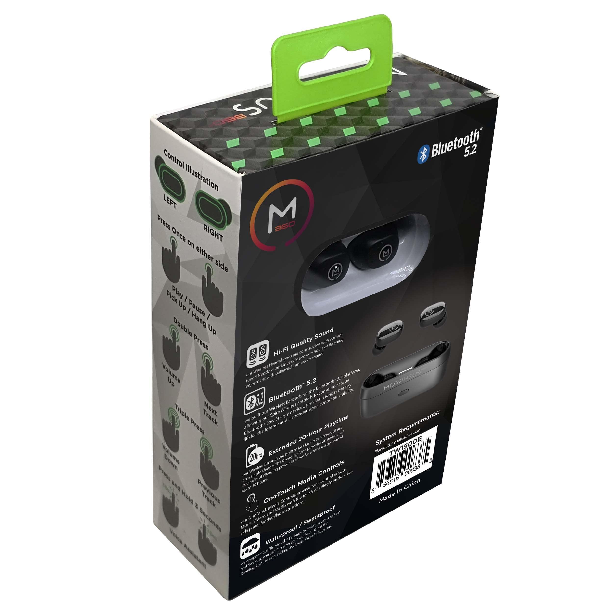 Morpheus 360 Morpheus 360 Spire True Wireless Earbuds, Wireless Microphone, Bluetooth 5.2 Wireless Ear Buds, One Touch Media Control, Waterproof Earbuds, Recharging Earbud Case - Island Blue