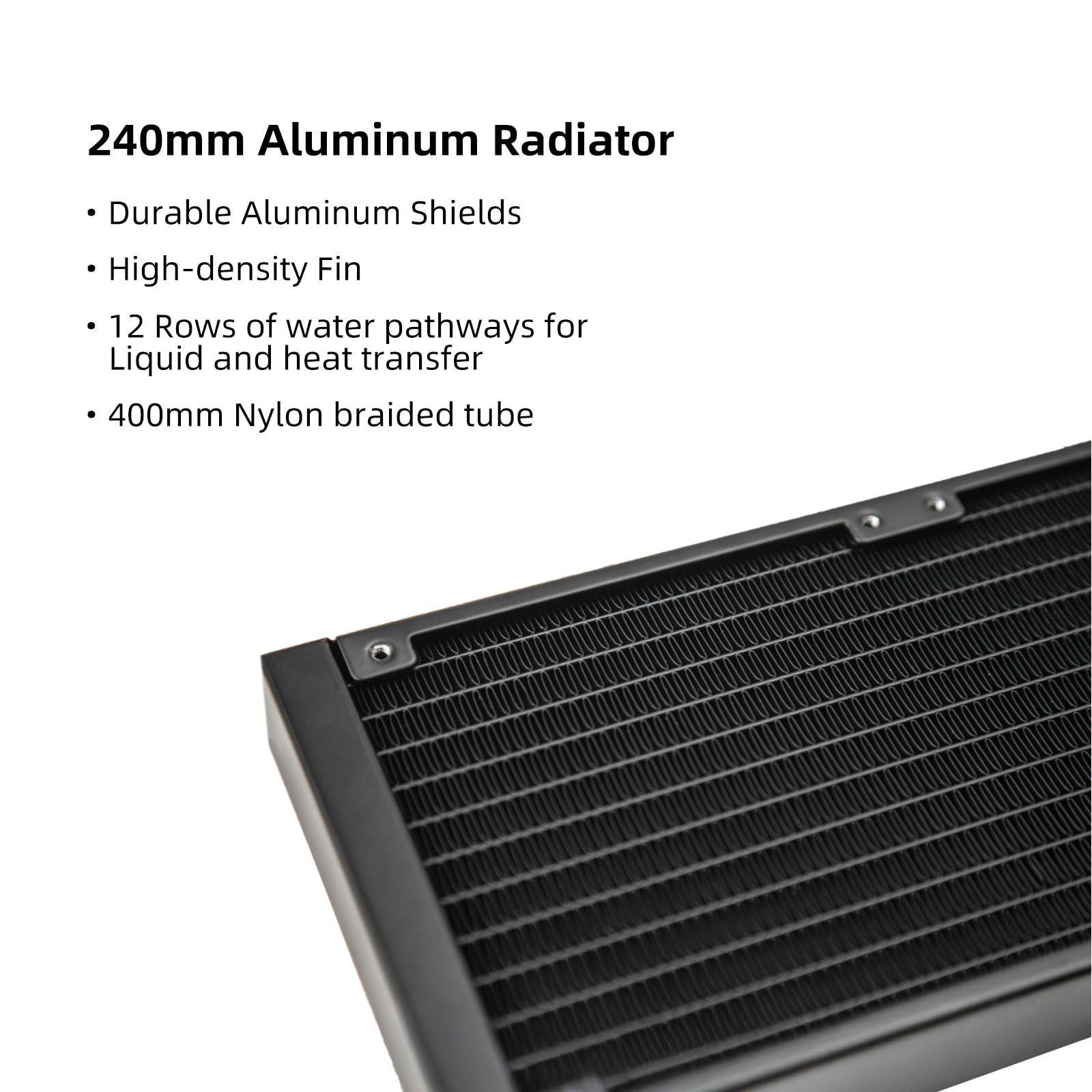 KINGCOOL KINGCOOL Aqua Freeze AIO Cooler 240mm Radiator Liquid CPU Cooler RGB All-in-One Water Cooling System, 2x120mm ARGB Fans, AMD AM5/AM4 Intel LGA 1851/1800/1700/115X Sockets Compatible (240mm, White)