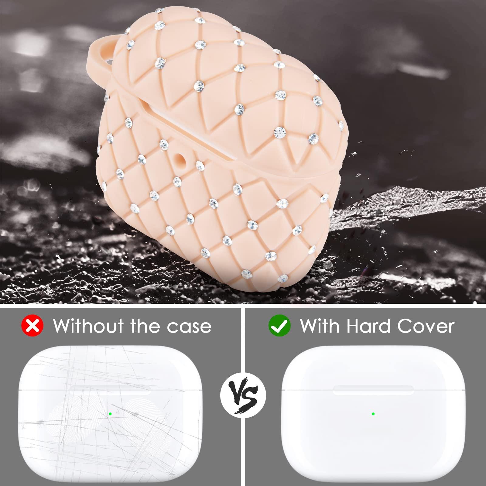 WorryFree Gadgets Worryfree Gadgets Case Compatible with AirPods 3 Case Generation 3 Bling Rhinestone Cover for Women TPU Protective Shockproof Case with Keychain for AirPod 3 Charging Case, Pink