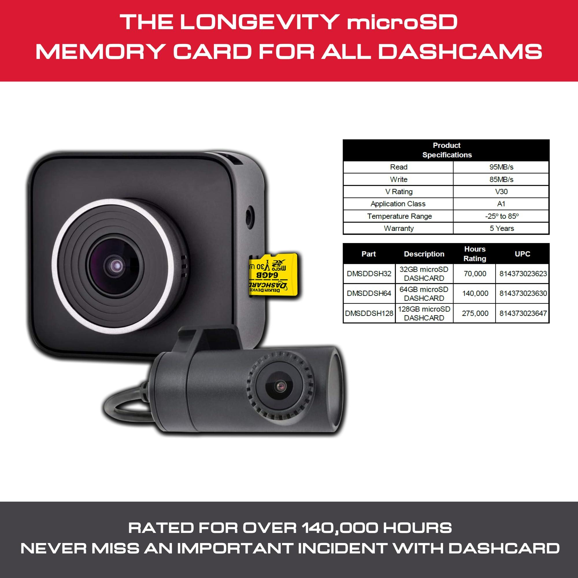 Delkin Devices Delkin 64GB Micro SD Card UHS-I (U3/V30) microSDXC with Adapter | Dash CAM Card Ultra-High Speed Class 10 Micro SD Card for Dash Cam, Security Camera, GoPro, Wyze, Digital Camera