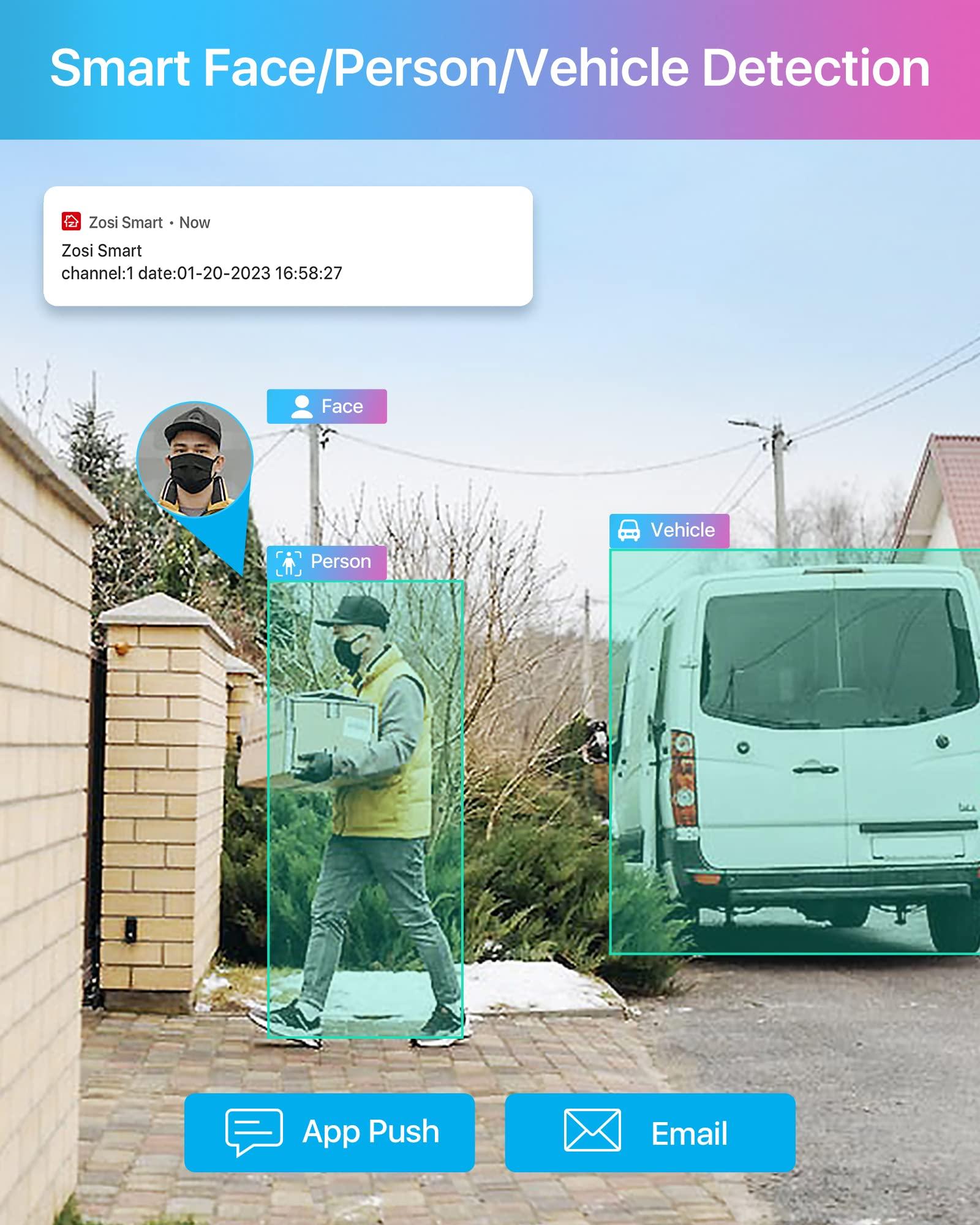 ZOSI ZOSI 4PK 4K PoE Add On Cameras with Ethernet Cables,8MP Dome Security IP Camera Outdoor Indoor,Person Vehicle Detection,Night Vision,Sound & Light Alarm,2-Way Audio,Only Work ZOSI 4K PoE NVR