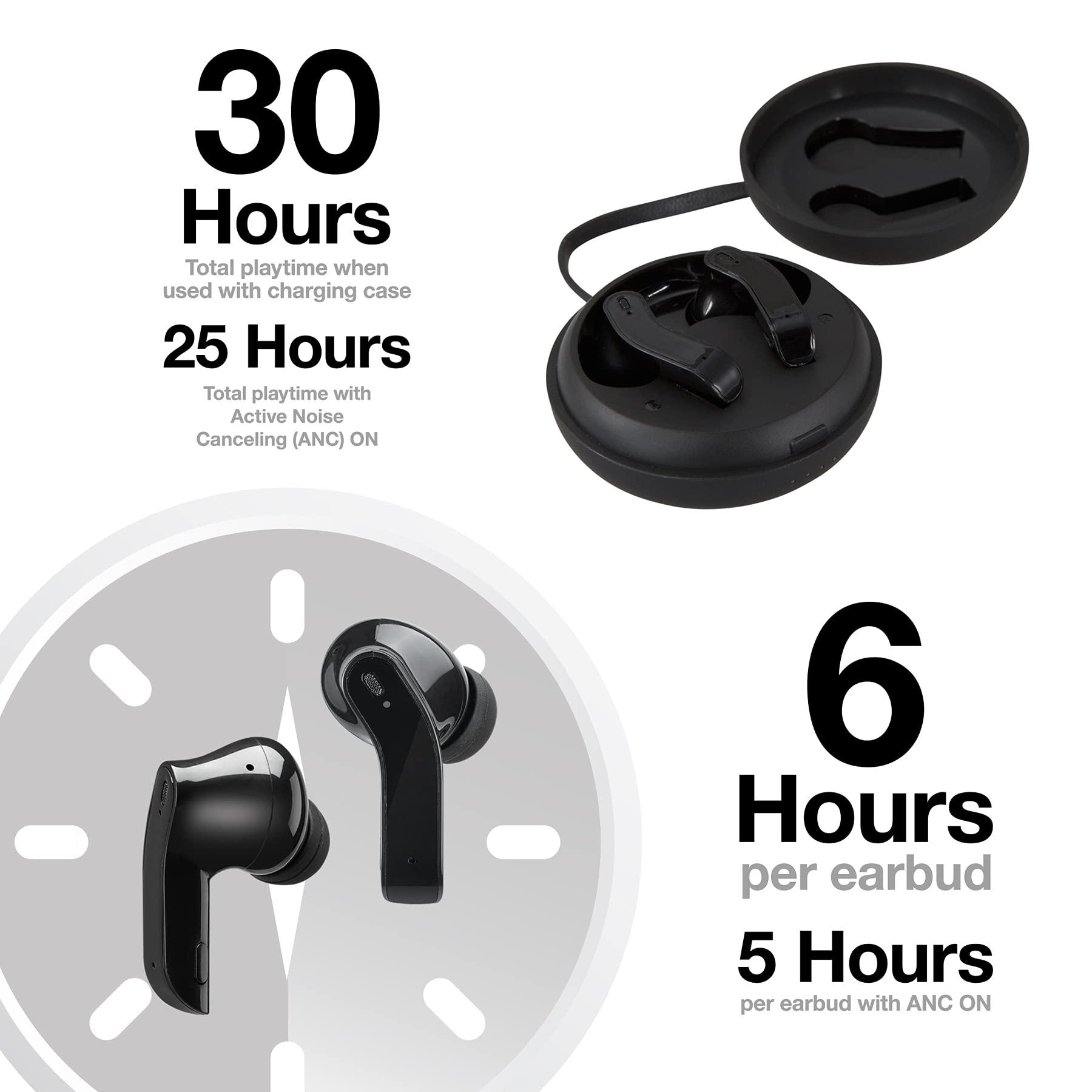 iLive iLive Truly Wire-Free Earbuds with Active Noise Canceling, Charging Case, Includes 3 Set of Ear Tips, Black (IAEBT600B)